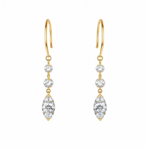 1.24 Marquise & Round Diamond Drop Dangle Earrings