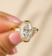 4.17 Carat Oval Cut 3 Stone Diamond Engagement Ring