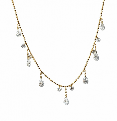 2.60 Carats Pear & Round Dangle Diamond Necklace