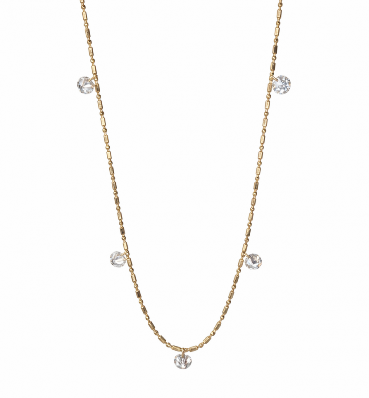 0.81 Carats Round Diamond Station Necklace