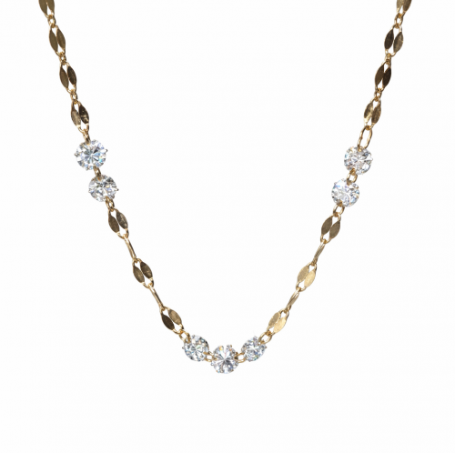 1.15 Carats Round Mirror Link Diamond Necklace