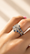 Fiora  0.33  Carat  Round Diamond & Blue Sapphire Ring Guard