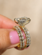 9.91 Carat Emerald Cut Shared Prong Diamond Bridal Ring Set