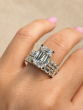9.91 Carat Emerald Cut Shared Prong Diamond Bridal Ring Set