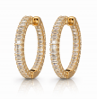 14K Gold Emerald Cut Diamond  In-Out Hoop Earrings