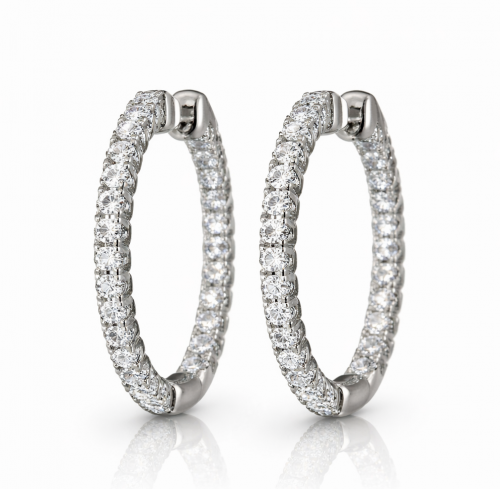 0.50 Carats Round Diamond In & Out Hoop Earrings