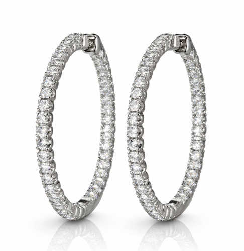 4.00 Carats Diamond In & Out Hoop Earrings