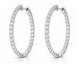 3.00 Carat Round  In & Out Diamond Hoop Earrings