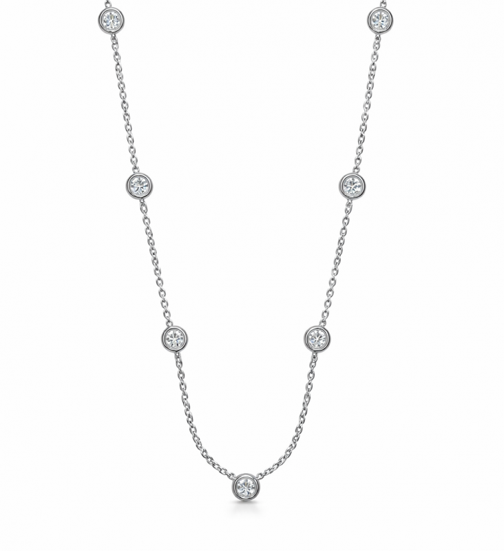 0.76 Carats Diamond Station Necklace