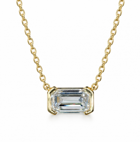 0.74 Carats Emerald Cut Diamond Pendant