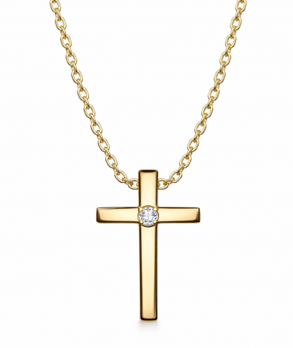 0.03 Carats Round Diamond Cross Pendant