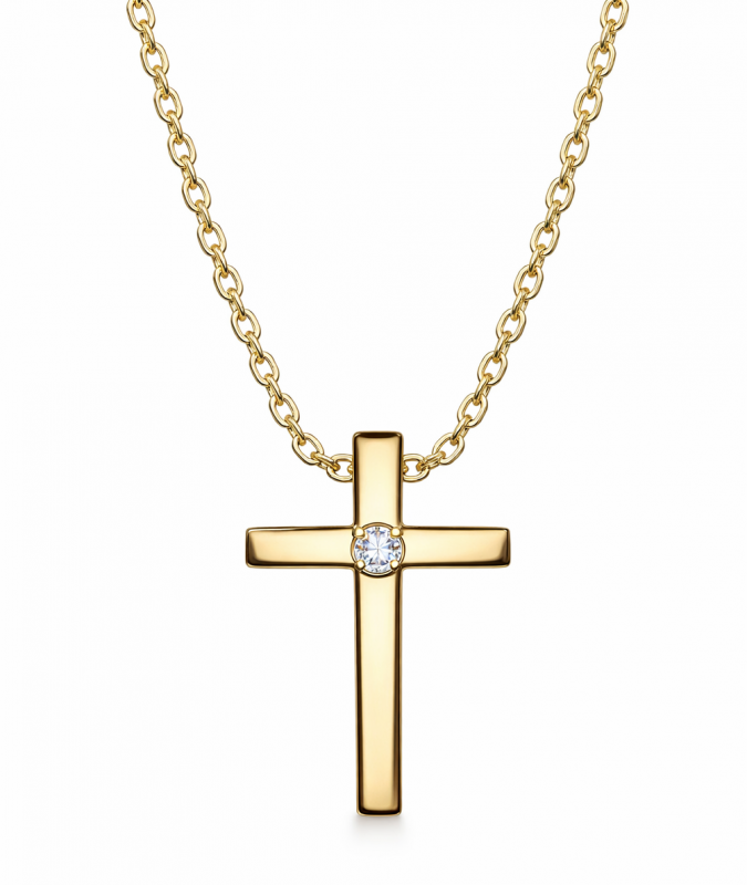 0.03 Carats Round Diamond Cross Pendant