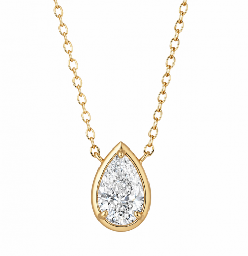 0.50 Carat Pear Cut Lab Grown Diamond Vermeil Necklace