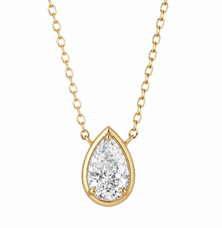 0.50 Carat Pear Cut Lab Grown Diamond Vermeil Necklace