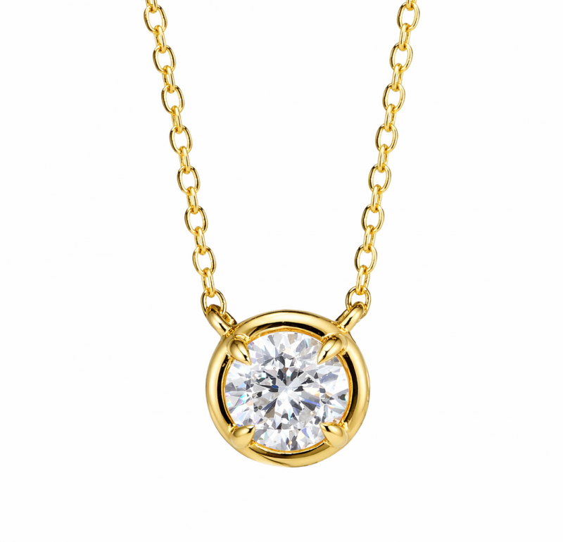 0.50 Carat Round Cut Lab Grown Diamond Vermeil Necklace