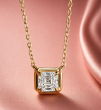 0.50 Carat Asscher Cut Lab Grown Diamond Vermeil Necklace