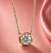 0.50 Carat Round Cut Lab Grown Diamond Vermeil Necklace