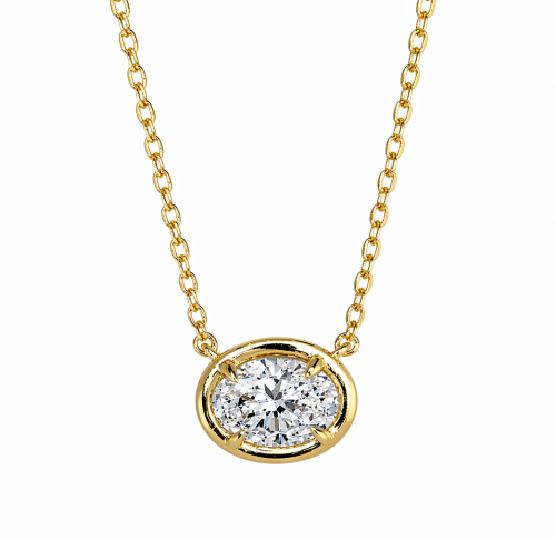 0.50 Carat Oval Lab Grown Diamond Vermeil Necklace