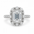 4.75 Carat Emerald Cut & Marquise Halo Diamond Ring