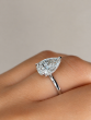 2.59 Carat Pear Cut Hidden Halo Solitaire Diamond Ring