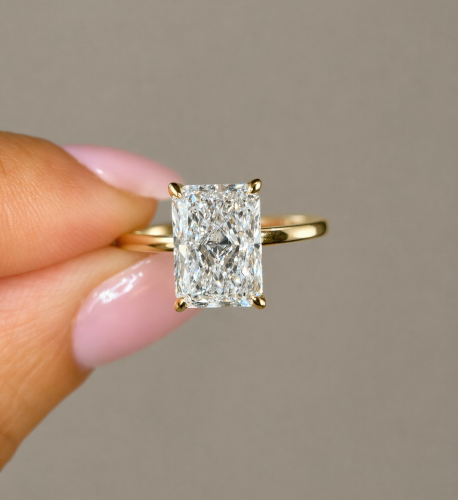 3.00 Carats Radiant Solitaire Hidden Halo Diamond Ring