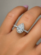 3.00 Carat Pear Cut Halo Pave Diamond Ring