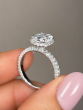 3.00 Carat Oval Cut Halo Pave Diamond Ring