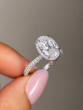 3.00 Carat Oval Cut Halo Pave Diamond Ring