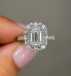 4.75 Carat Emerald Cut & Marquise Halo Diamond Ring
