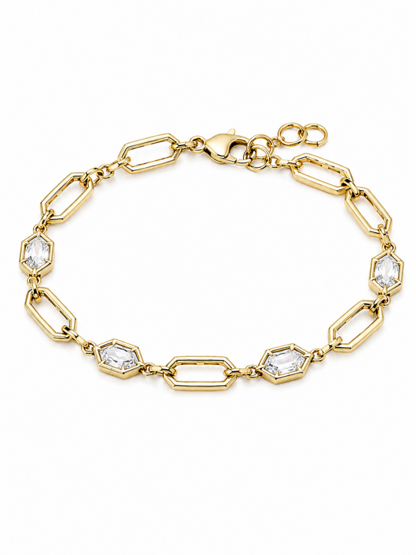 1.52 Carat Hexagon Cut Diamond Link Fashion Bracelet