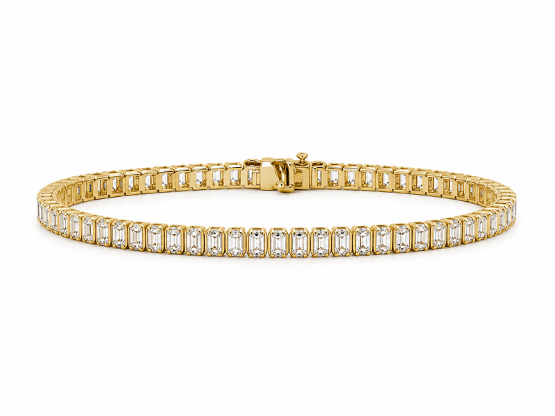 1.70 Carat Baguette Diamond Bezel Bracelet