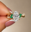 2.13 Carat Oval Cut Nature Inspired  Diamond Engagement Ring