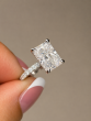 3.47 Carats Platinum  Radiant Cut Hidden Halo Diamond Engagement Ring