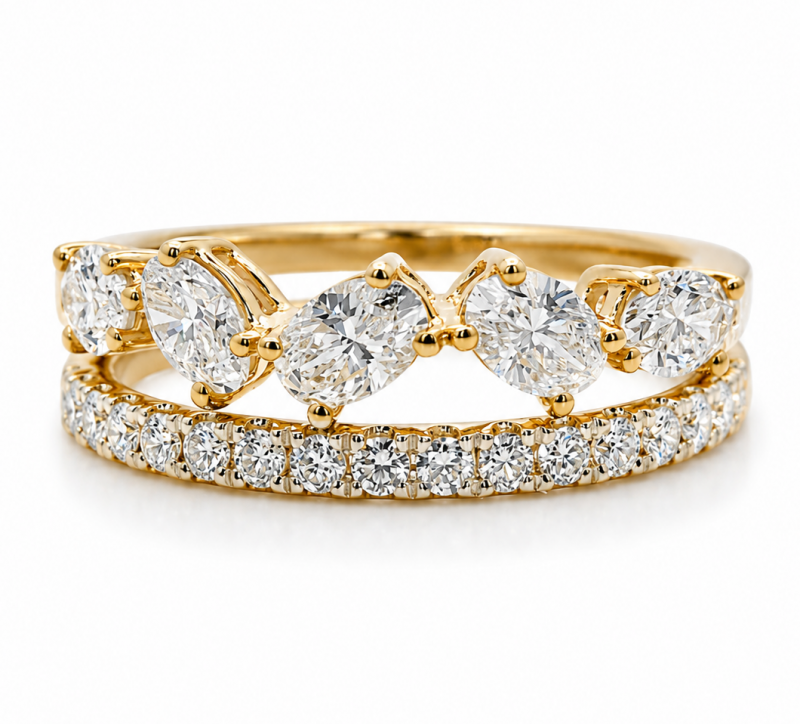 1.26 Carat Oval & Round Diamond Stackable Band