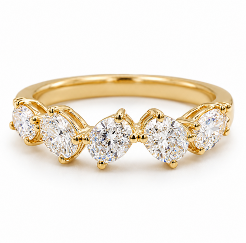 1.46 Carat Oval & Round Diamond  Band