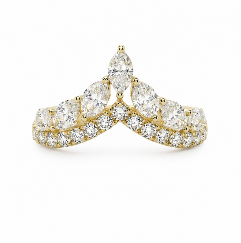 1.03 Carat Round Diamond Chevron Band