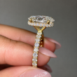 6.48 Carat Oval Cut Hidden Halo Diamond Engagement Ring