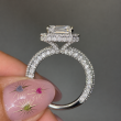 6.70 Carat Emerald Halo 3D  Diamond Engagement Ring
