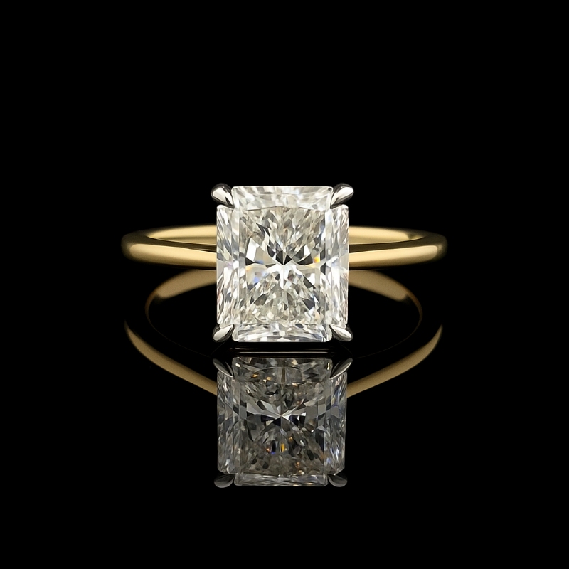 14K Yellow Gold Radiant Diamond Engagement Ring
