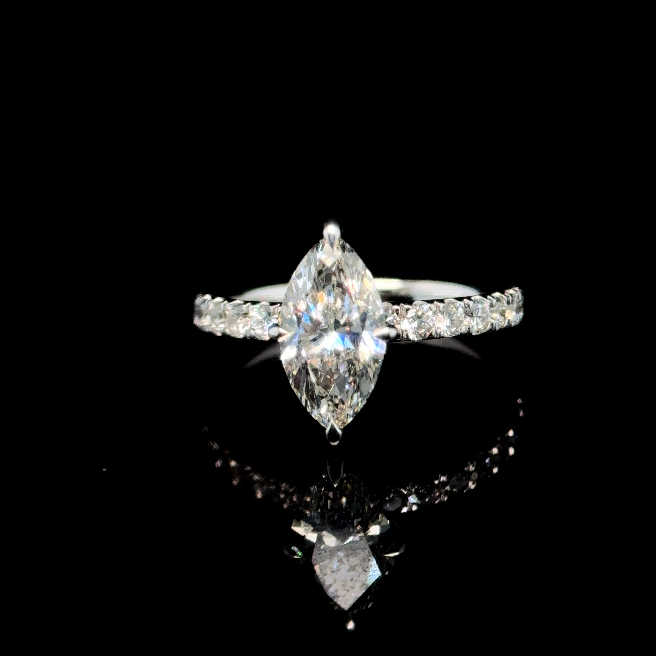 10K White Gold Marquise Diamond Engagement Ring