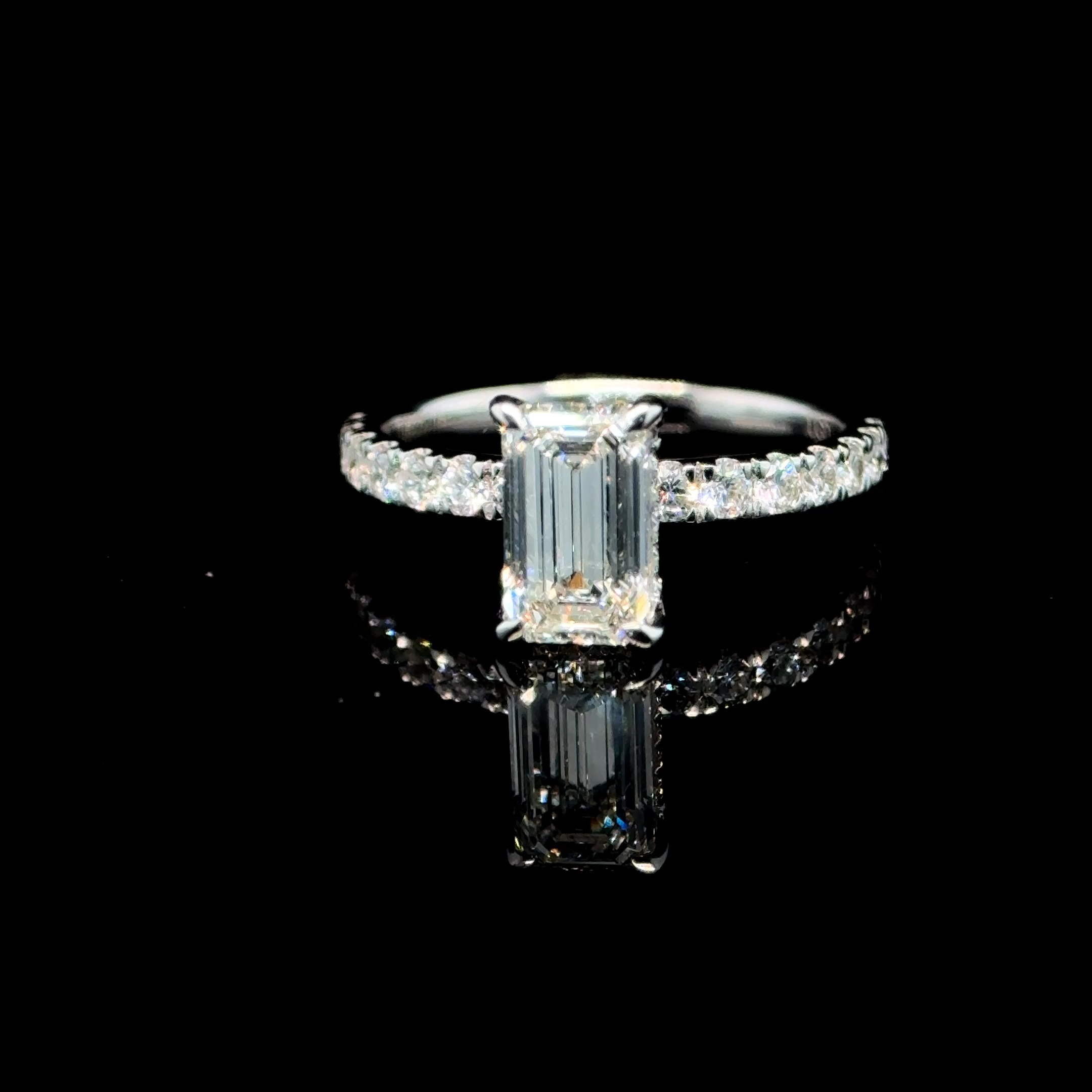 10K White Gold Emerald Diamond Engagement Ring