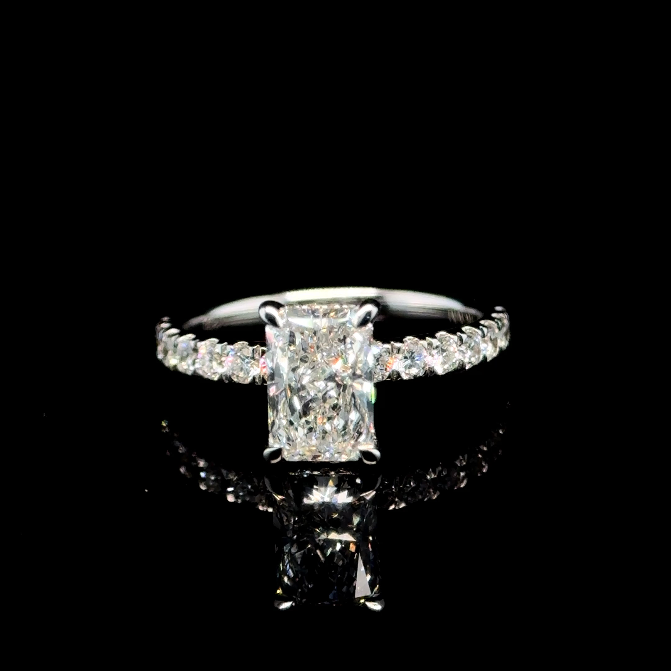 10K White Gold Radiant Diamond Engagement Ring
