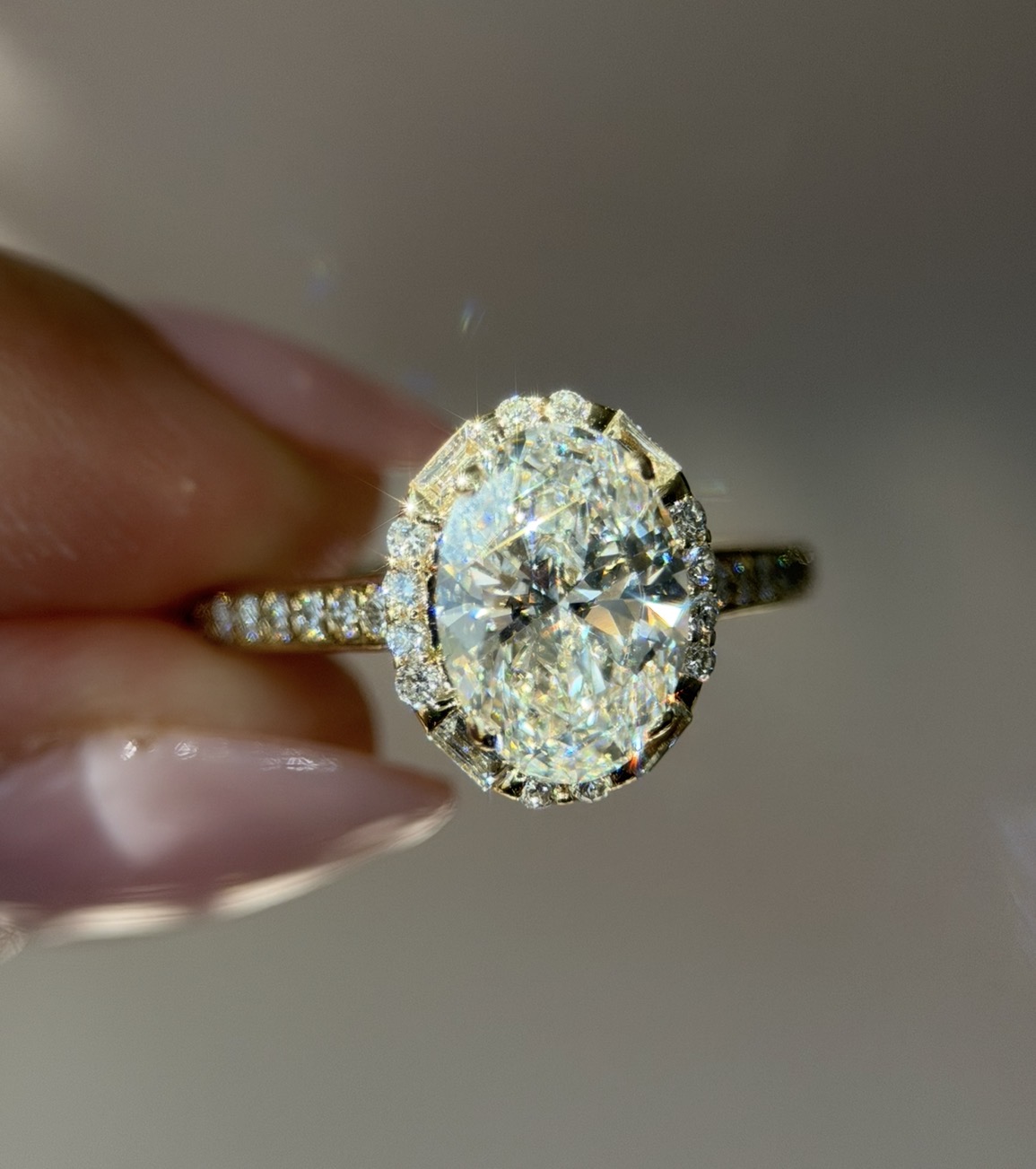 Yellow Gold Oval Halo Engagement Ring