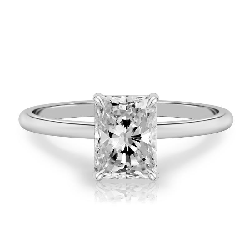 10K White Gold Radiant Solitaire Diamond Engagement Ring