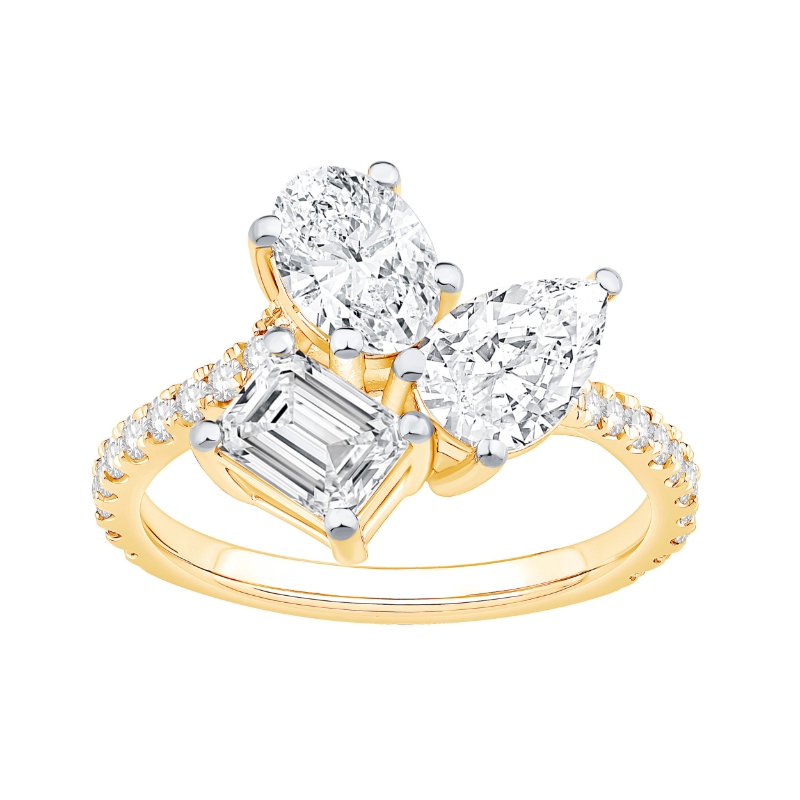 14K Yellow Gold Oval/Emerald/Pear Diamond Engagement Ring