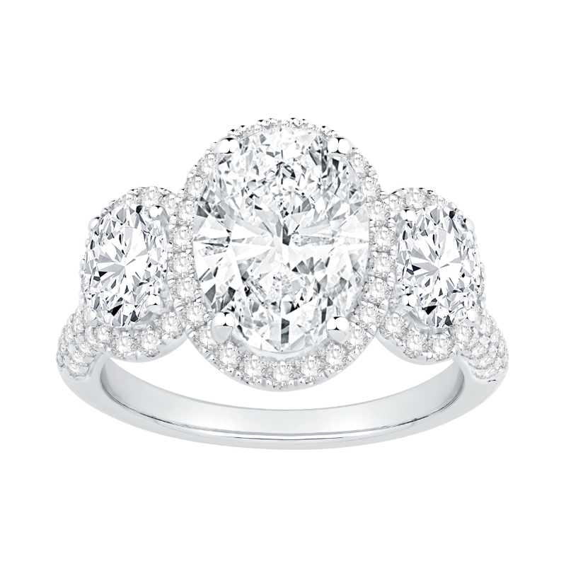 14K White Gold Oval Diamond Engagemenr Ring