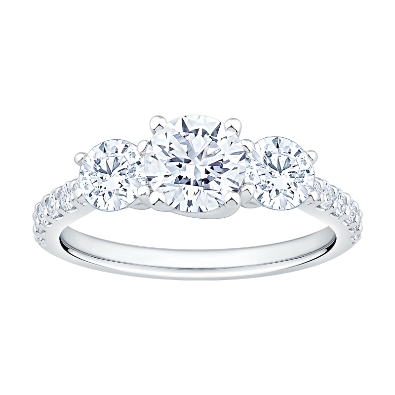 14K White Gold Oval/Emerald/Pear Diamond Engagement Ring