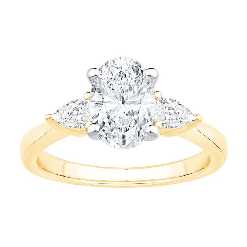 14K Yellow Gold Oval Diamond Engagement Ring