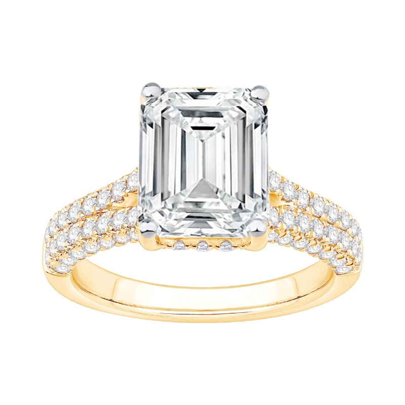 14K Yellow Gold Emerald Cut Diamond Engagement Ring
