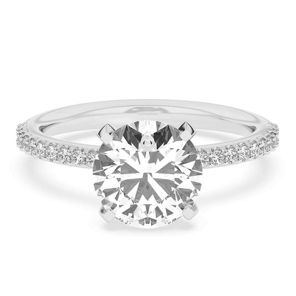 14K White Gold Round Diamond Classic Engagement Ring
